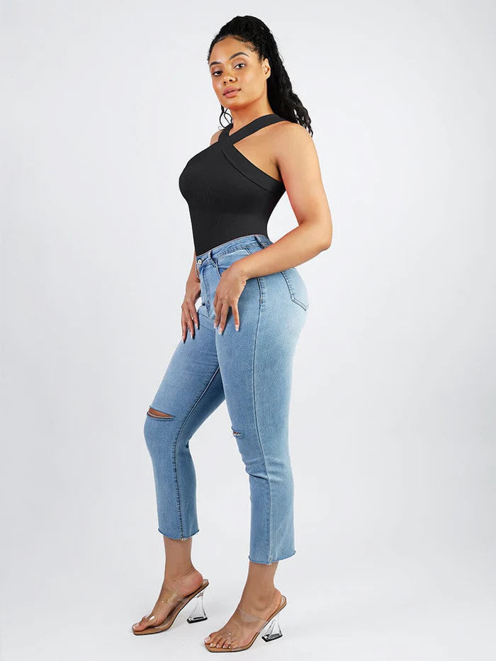 Cross-Strap Tummy Control Bodysuit