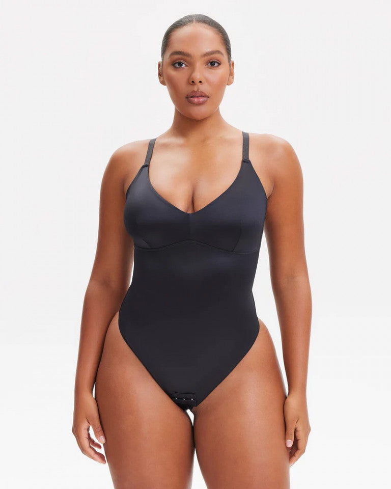 Satin Thong Bodysuit with Adjustable Straps