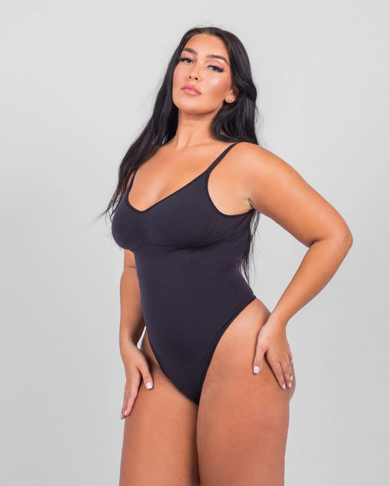 Open-Back Thong Tummy Bodysuit