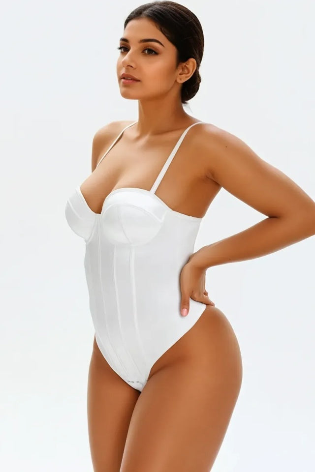 Satin Corset Bodysuit with Built-in Bra