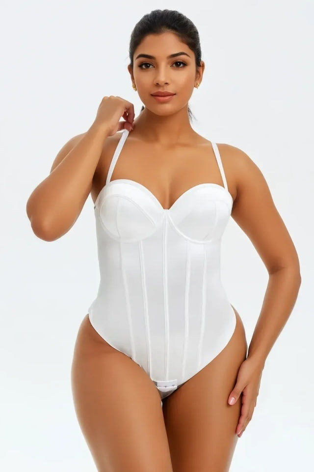 Satin Corset Bodysuit with Built-in Bra