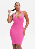 V-Neck Shaping Mini Dress - Pink