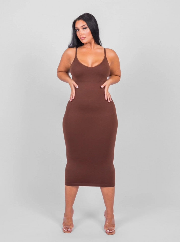 Deep V-Neck Shaping Dress