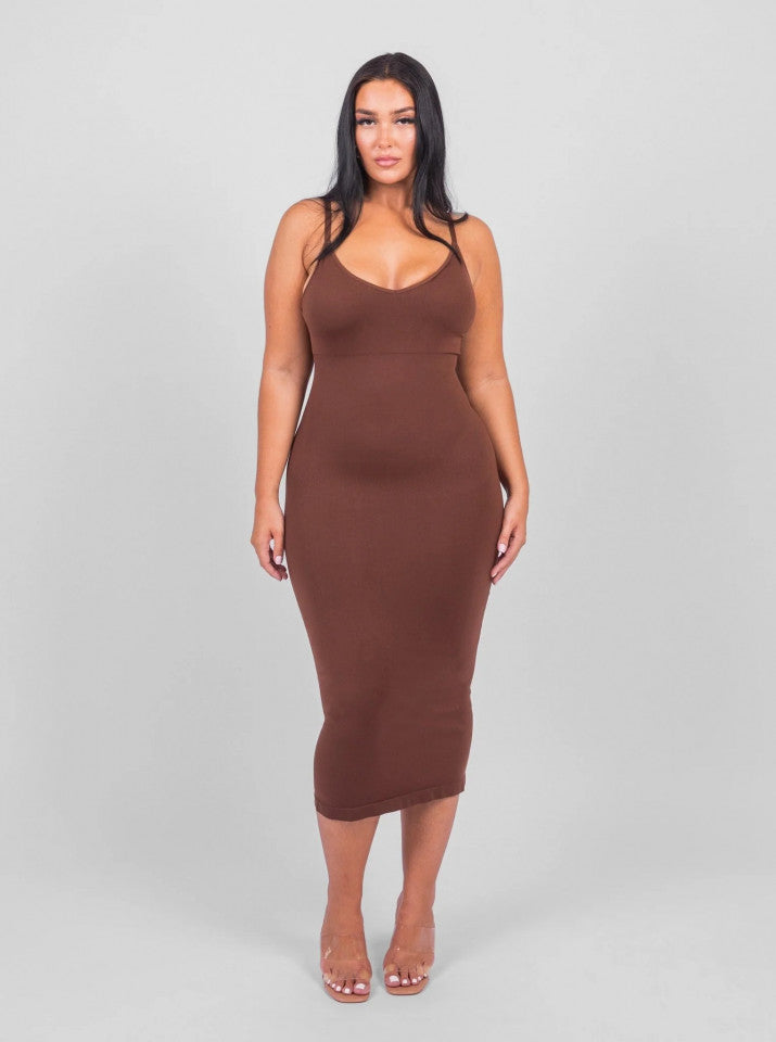 Deep V-Neck Shaping Dress
