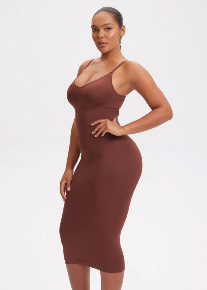 Deep V-Neck Shaping Dress