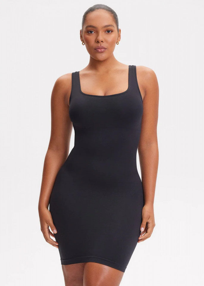 Square-Neck Shaping Mini Dress