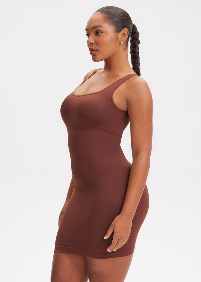 Square-Neck Shaping Mini Dress