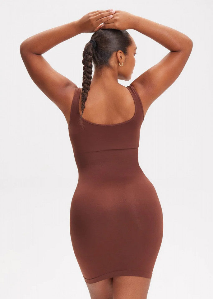 Square-Neck Shaping Mini Dress