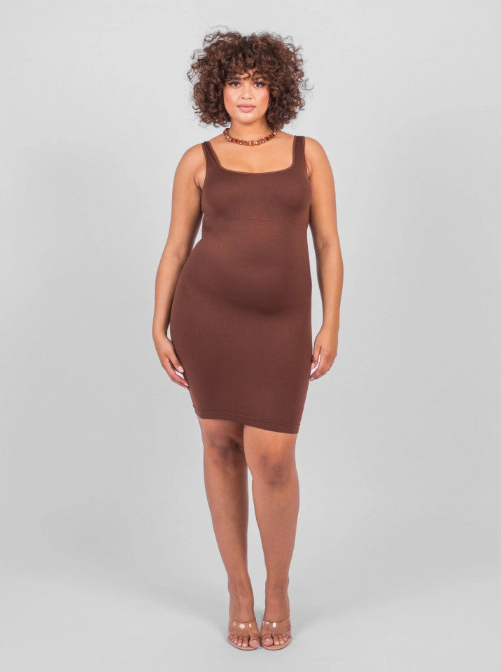 Square-Neck Shaping Mini Dress