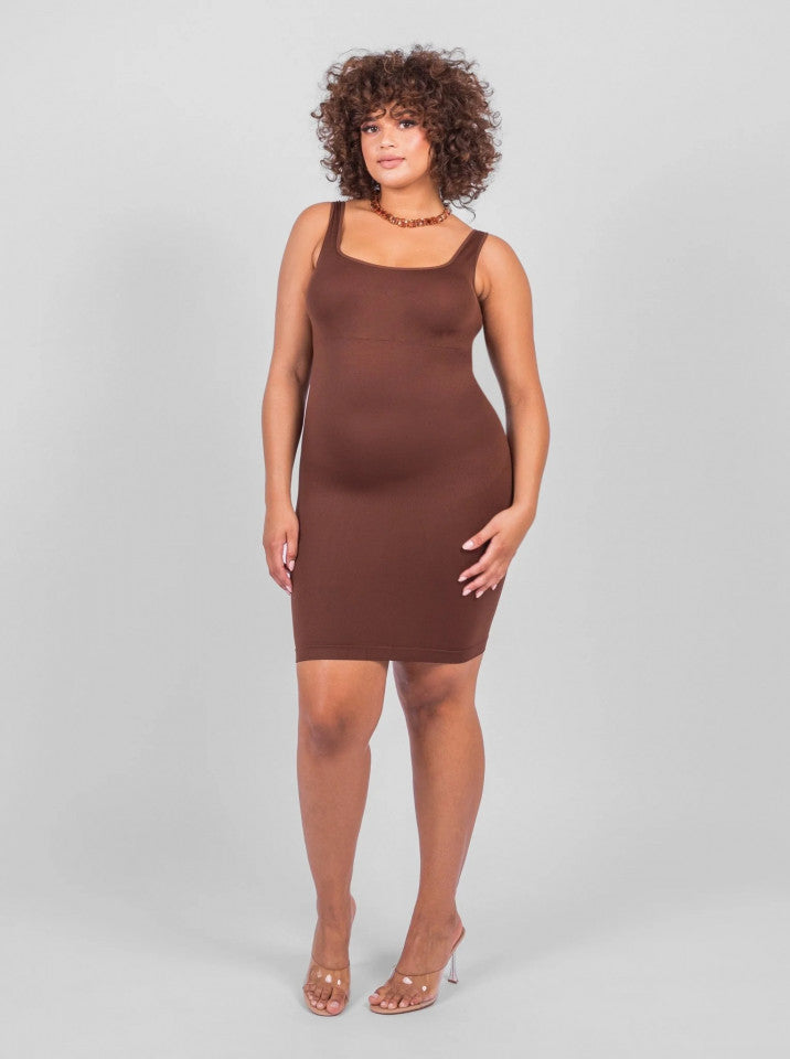 Square-Neck Shaping Mini Dress