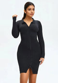 Shirt Dress with Light Shaping - Black
