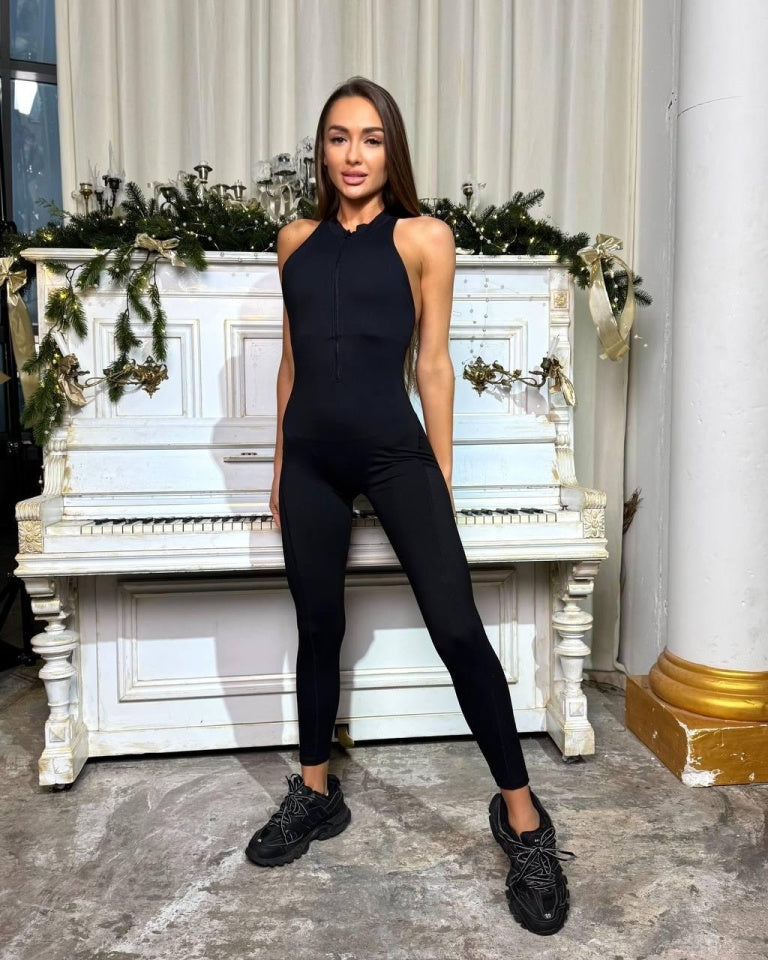 Open-Back Long Sports Jumpsuit