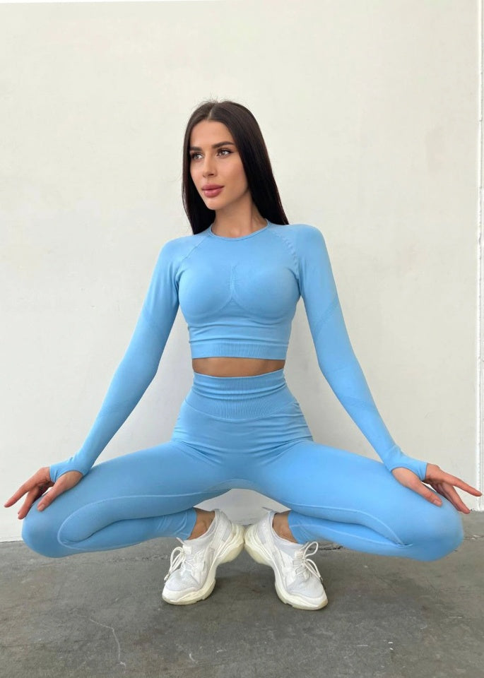 طقم بودي سكلبت توب بأكمام طويلة وليقنز