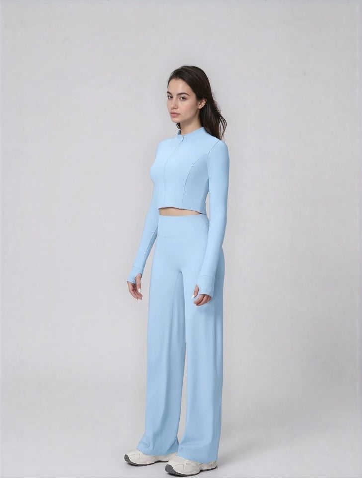 Zip Jacket and Flare Trouser Set