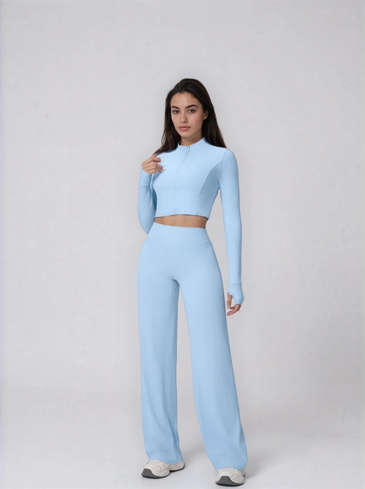 Zip Jacket and Flare Trouser Set