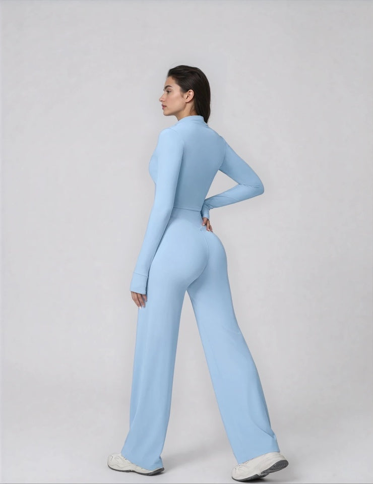 Zip Jacket and Flare Trouser Set