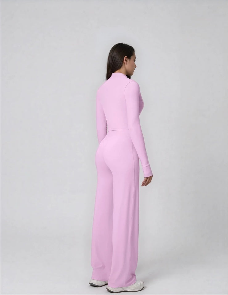 Zip Jacket and Flare Trouser Set