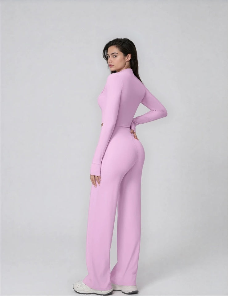 Zip Jacket and Flare Trouser Set