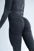 Seamless Two-Piece Set, Long Sleeve - Black
